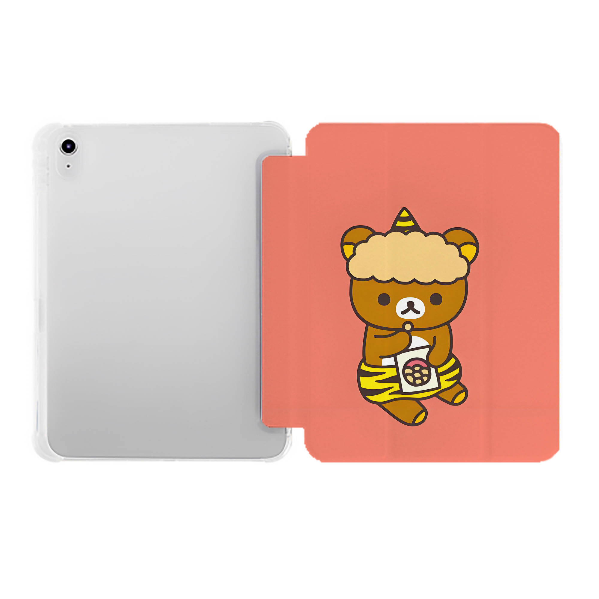 （画像用） リラックマ リラックマ キイロイトリ Rilakkuma Korilakkuma Kiiroitori IPad ケース ペン収納付き 三つ折りスタンド PUレザー×シリコン 対応機種9.5/10.5/10.9インチ